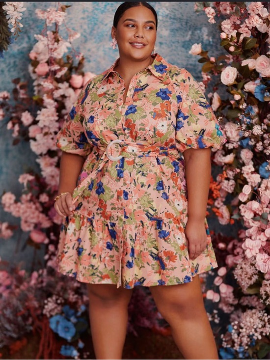 Eloquii Dresses & Skirts - Eloquii Coral Floral Button-Front Dress with Blue and Green Accents, Size 28 NWT